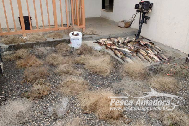 BPA apreende 290 metros de rede e 65 kg de pescado ilega no Rio Iguaçu no PR