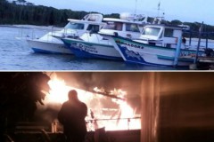 Barco de turismo de pesca esportiva e incendiado em SC