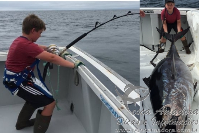 Canadense de 10 anos pesca atum de 220 kg