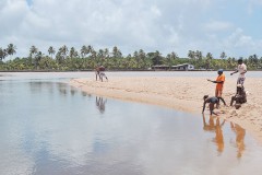 Encontro do Rio Joanes com o mar, segundo oradores é visível a diferença de cor das águas