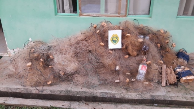 Força Verde apreende 1.675 metros de redes no alagado da Hidrelétrica Salto Santiago (PR)