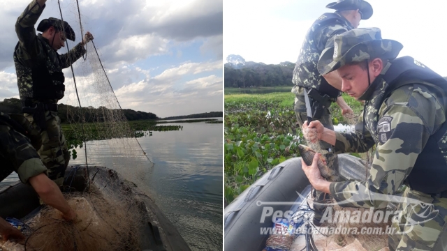 Força Verde apreende 830 m de redes ilegais durante fiscalização no Paraná