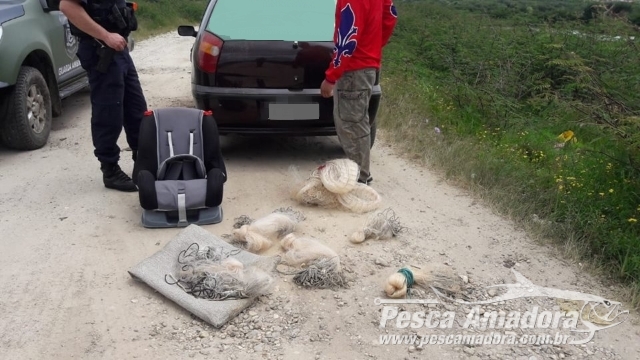 Guarda Ambiental apreende redes e tarrafas durante fiscalização em Araucária (PR)