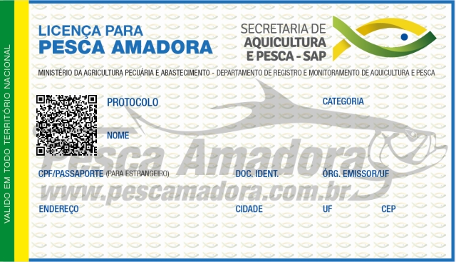 Imprimir carteira de pesca amador