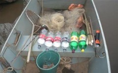 Material usado na pesca predatoria no rio ivai no Parana