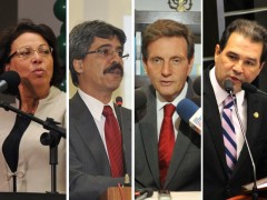 Ministros da Pesca no governo Dilma - Ideli Salvatti, Luiz Sérgio, Marcelo Crivella e Eduardo Lopes (Foto: Valter Campanato/ABr)