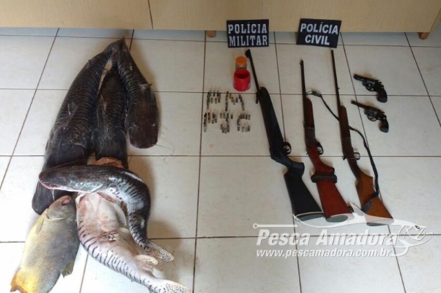 PM apreende pescado e armas durante fiscalização contra a pesca predatória em MT
