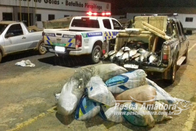 PMA apreende 200 kg de pescado ilegal e 3.500 metros de redes na Operação Serra do Facão em Goiás