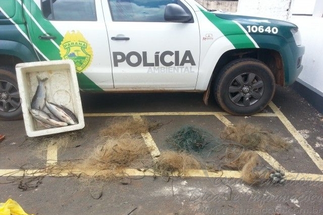 PMA apreende 200 metros de redes e 10 kg de pescado ilegal no Rio Tibagi-PR