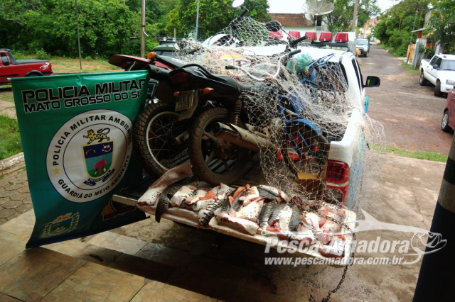PMA apreende 23 kg de pescado e prende infrator por pesca predatória no rio Aquidauana (MS)