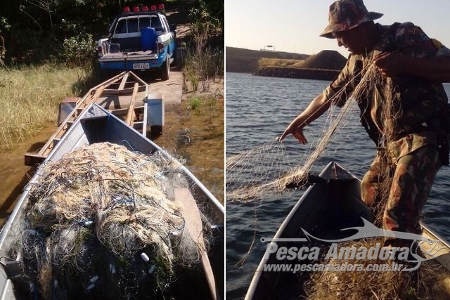 PMA apreende 30 redes durante fiscalização no lago da Usina Sérgio Mota no rio Paraná
