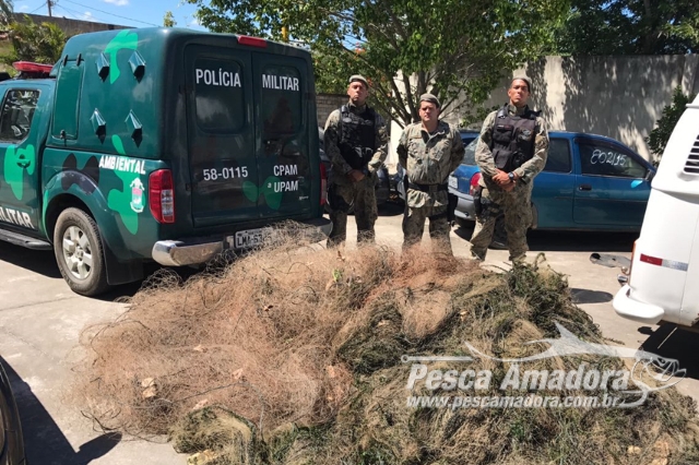 PMA apreende 5.500 metros de redes ilegais na Lagoa Feia em Quissamã-RJ