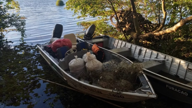PMA apreende 98 kg de pescado ilegal no Rio Paraná em Panorama (SP)