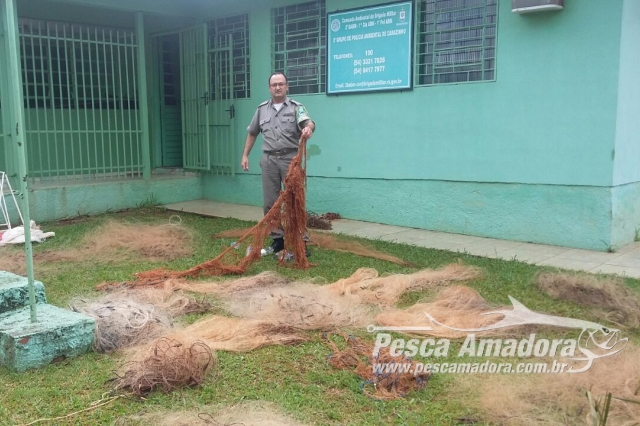 PMA apreende espinheis e 17 redes de pesca no Rio Passo Fundo no RS