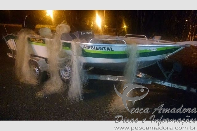 PMA apreende redes de pesca na represa Salto Santiago no PR