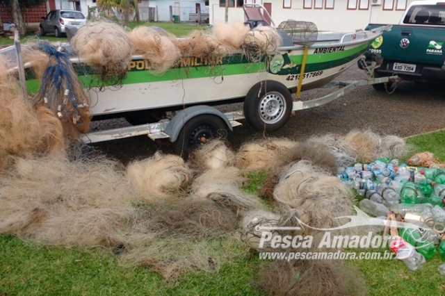 PMA apreende materiais de pesca ilegais na Represa de Salto Segredo no PR
