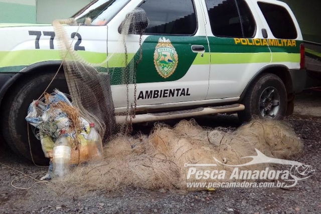 PMA apreende redes e espinhel na Represa Alagados em Ponta Grossa-PR