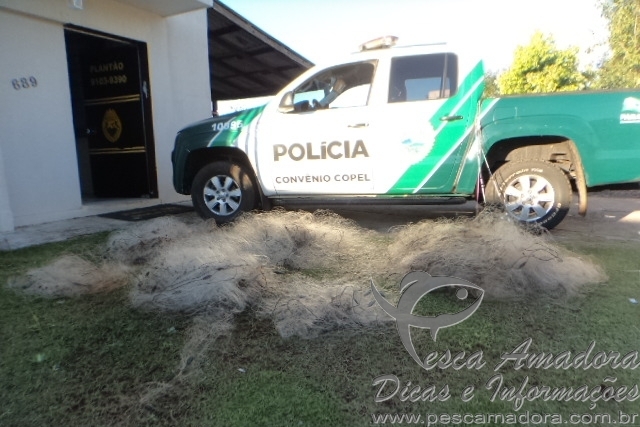 PMA apreende redes e 36 kg de pescado no alagado Salto Santiago-PR