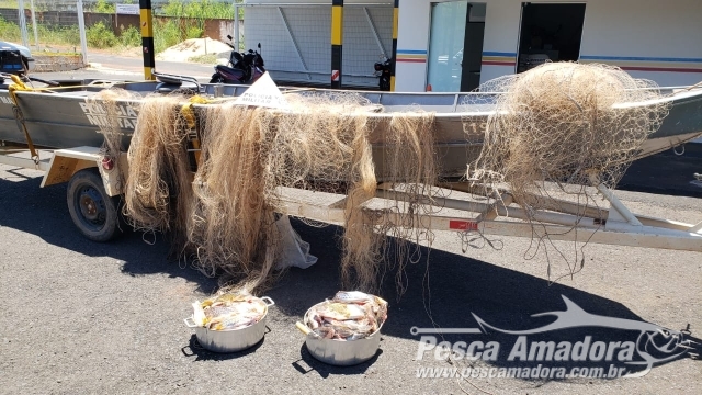 PMA apreende redes e pescado ilegal na Hidrelétrica de Miranda no Rio Araguari em Indianópolis (MG)