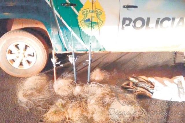 PMA de Umuarama apreende redes e pescado ilegal no Paraná