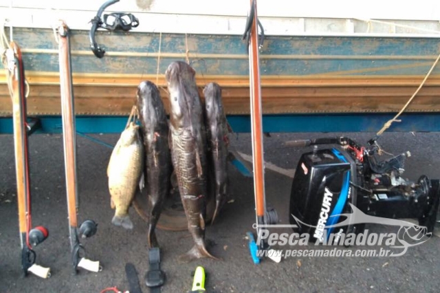 PMA flagra pesca subaquática ilegal e prende dois no Rio Grande em Orindiuva-SP