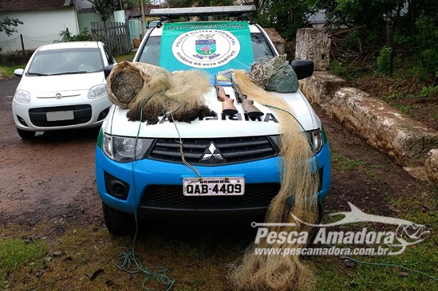 PMA prende infrator com armas e redes de pesca em Aquidauana-MS