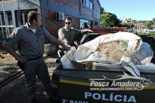 Patram apreende mil metros de redes durante fiscalização nos rios Irapuá e Jacuí no RS