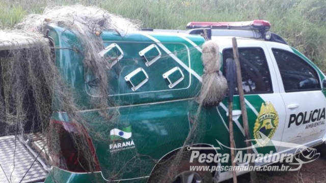 Policia Ambiental flagra pesca ilegal no Rio Alonso em Rosário do Ivaí (PR)