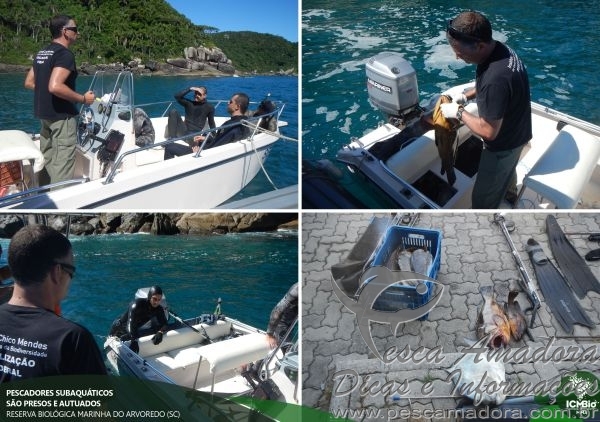 Quatro sao presos por pesca subaquatica em reserva biologica em SC