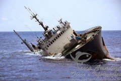 Thunder navio pirata de pesca ilegal afundando em Sao Tome e Principe