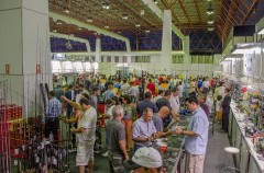 Visitantes aproveitam para renovar as tralha na feira de Goiania