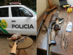 Polícia Ambiental apreendeu cinco armas, 367 munições, carnes de caça e animais mortos (Foto: Divulgação/Polícia Ambiental)