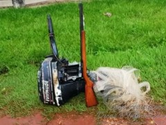 arma motor e rede apreendidos no MS