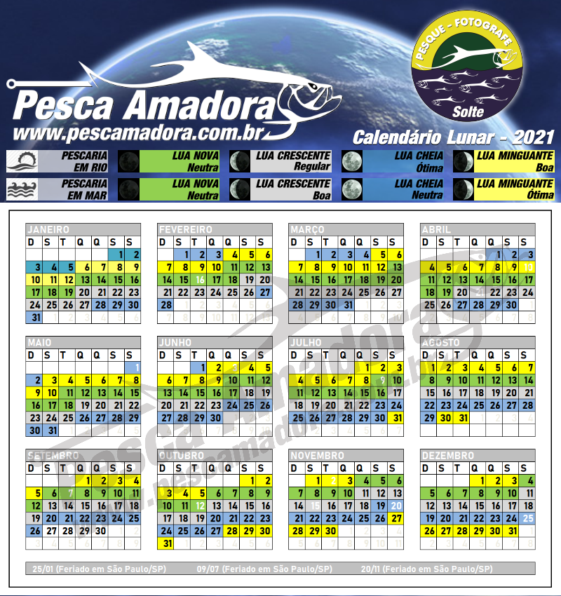 Fases da lua para o mês de abril de 2019 Calendario De Pesca Fases Da Lua Portal Pesca Amadora Esportiva