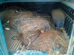 rede de pesca apreendida em Marica-RJ